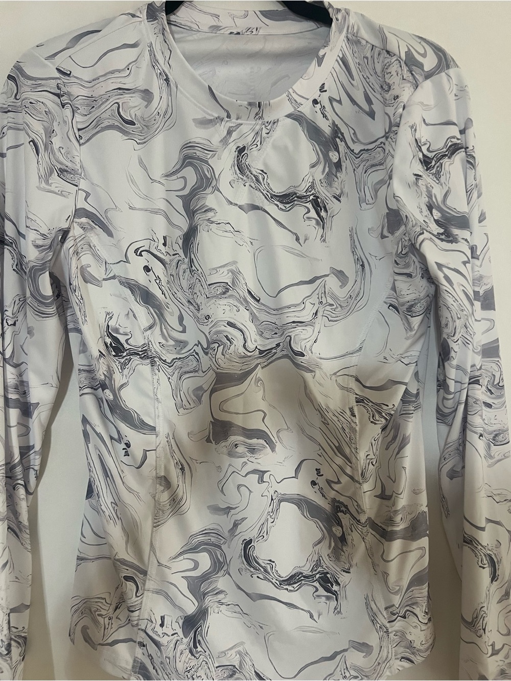 Althletic Marble Print Long Sleeve sun shirt/athletic top with reflective shirt